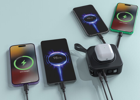 Urban Vitamin Saratoga 5-in-1 universal Charger schwarz bedrucken, Art.-Nr. P301.951