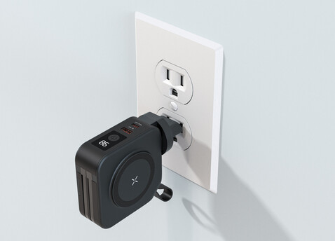 Urban Vitamin Saratoga 5-in-1 universal Charger schwarz bedrucken, Art.-Nr. P301.951
