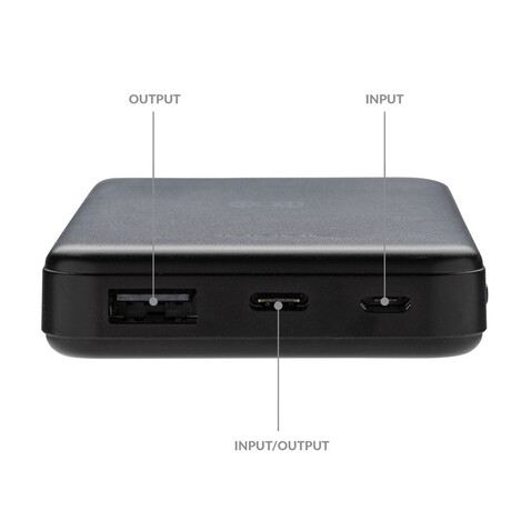5.000mAh 5W Wireless Powerbank aus RCS recyceltem Kunststoff schwarz bedrucken, Art.-Nr. P322.621